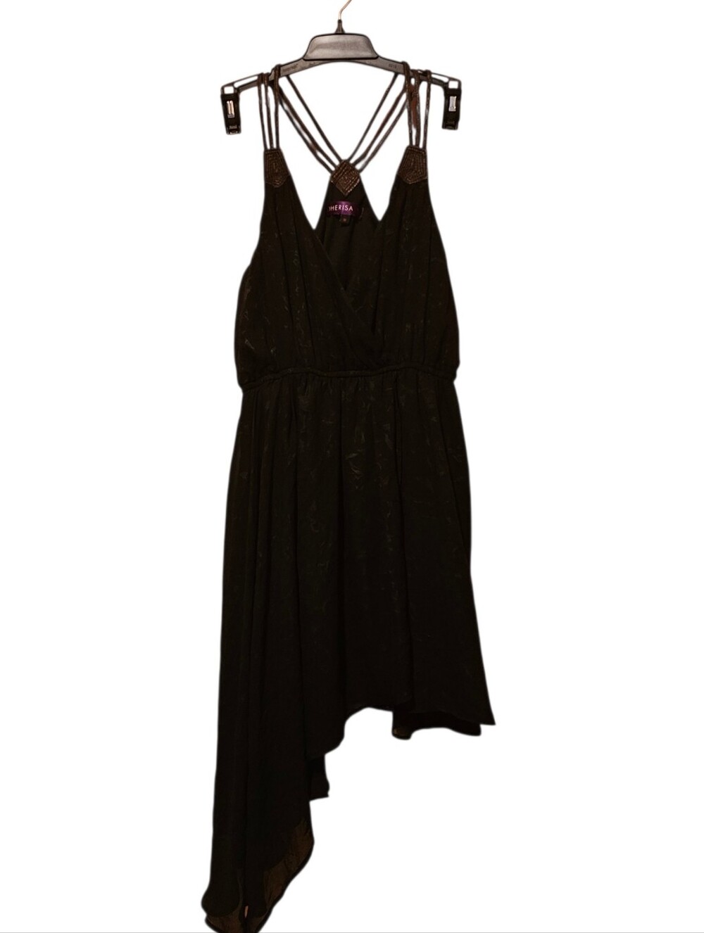 Asymmetrical Black Strappy Women's Dress